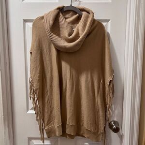 MICHAEL‎ KORS  Chic Cowl Neck Sweater w/Fringe Detail in Camel - Western - SZ M